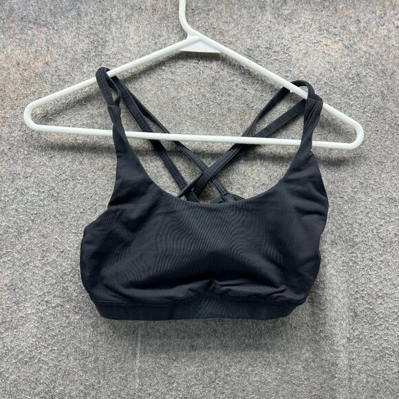 Lululemon Energy Sport Bra Womens 6 Black Medium Support Cross Back Nulu - Picture 1 of 8